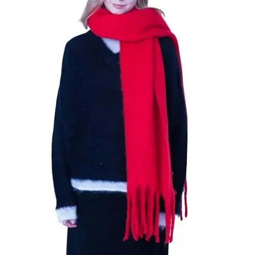 SUNDSGT Big Scarf Coloured Oversized Tassel Soft Fall Winter Thick Scarf Warm Shawl Women - SUNDSGT