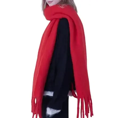 SUNDSGT Big Scarf Coloured Oversized Tassel Soft Fall Winter Thick Scarf Warm Shawl Women - 2