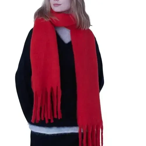 SUNDSGT Big Scarf Coloured Oversized Tassel Soft Fall Winter Thick Scarf Warm Shawl Women - 3
