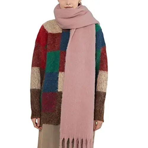 SUNDSGT Big Scarf Coloured Oversized Tassel Soft Fall Winter Thick Scarf Warm Shawl Women - 1