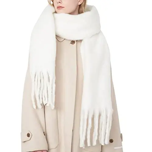 SUNDSGT Big Scarf Coloured Oversized Tassel Soft Fall Winter Thick Scarf Warm Shawl Women - 1