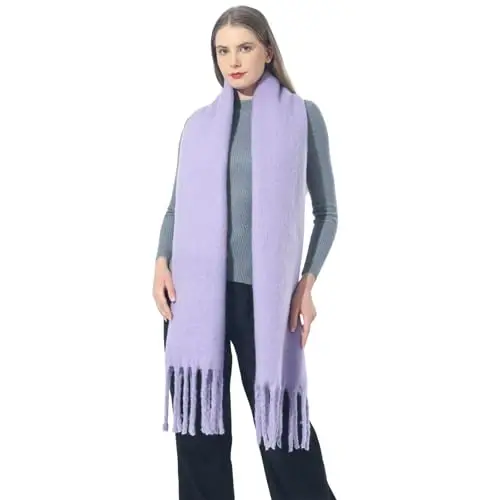 SUNDSGT Big Scarf Coloured Oversized Tassel Soft Fall Winter Thick Scarf Warm Shawl Women 