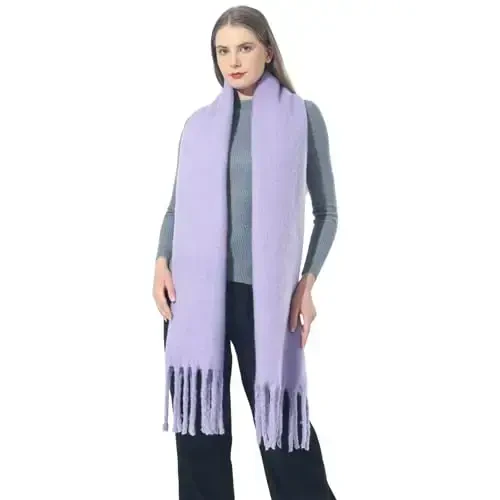 SUNDSGT Big Scarf Coloured Oversized Tassel Soft Fall Winter Thick Scarf Warm Shawl Women - 1