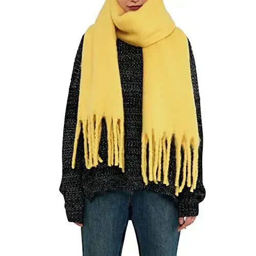 SUNDSGT Big Scarf Coloured Oversized Tassel Soft Fall Winter Thick Scarf Warm Shawl Women - 1