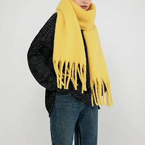 SUNDSGT Big Scarf Coloured Oversized Tassel Soft Fall Winter Thick Scarf Warm Shawl Women - 2
