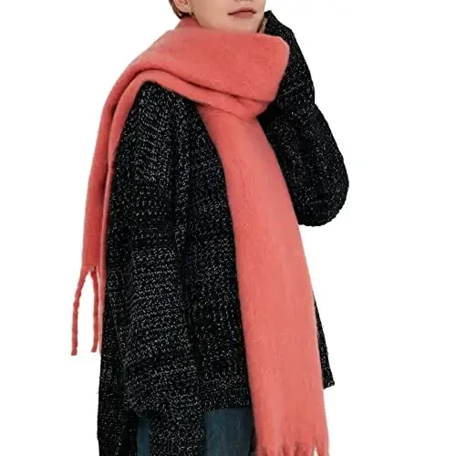 SUNDSGT Big Scarf Coloured Oversized Tassel Soft Fall Winter Thick Scarf Warm Shawl Women - SUNDSGT
