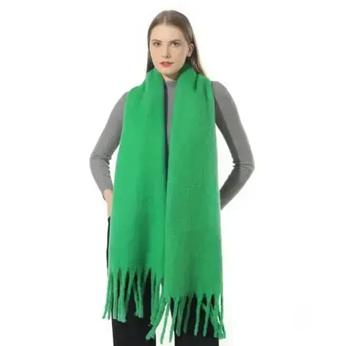 SUNDSGT Big Scarf Coloured Oversized Tassel Soft Fall Winter Thick Scarf Warm Shawl Women - 1