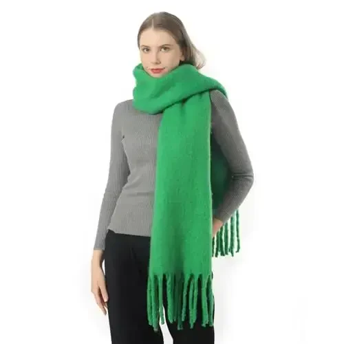 SUNDSGT Big Scarf Coloured Oversized Tassel Soft Fall Winter Thick Scarf Warm Shawl Women - 2