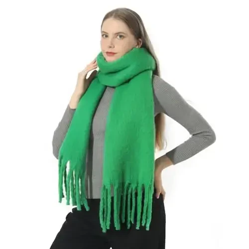 SUNDSGT Big Scarf Coloured Oversized Tassel Soft Fall Winter Thick Scarf Warm Shawl Women - 3
