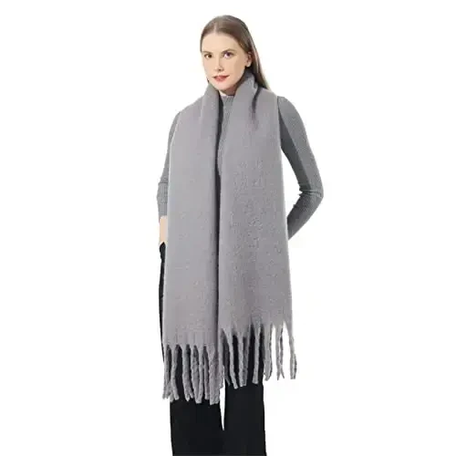 SUNDSGT Big Scarf Coloured Oversized Tassel Soft Fall Winter Thick Scarf Warm Shawl Women - SUNDSGT (1)