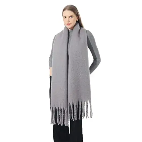 SUNDSGT Big Scarf Coloured Oversized Tassel Soft Fall Winter Thick Scarf Warm Shawl Women - 2