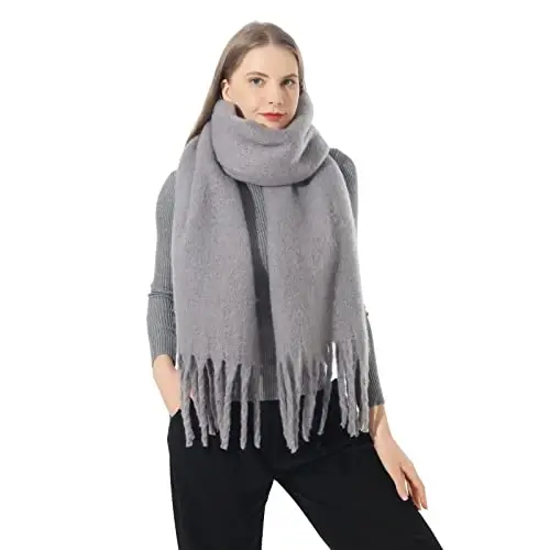 SUNDSGT Big Scarf Coloured Oversized Tassel Soft Fall Winter Thick Scarf Warm Shawl Women - 3