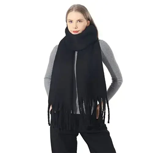 SUNDSGT Big Scarf Coloured Oversized Tassel Soft Fall Winter Thick Scarf Warm Shawl Women - 3