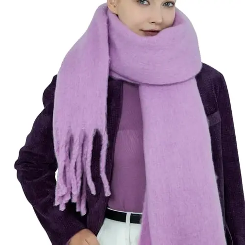 SUNDSGT Big Scarf Coloured Oversized Tassel Soft Fall Winter Thick Scarf Warm Shawl Women - 3