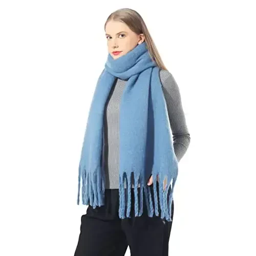 SUNDSGT Katta ro'mol Rangli Katta o'lchamli ponpon Yumshoq Kuz Qish Qalin ro'mol Issiq ro'mol Ayollar - 3