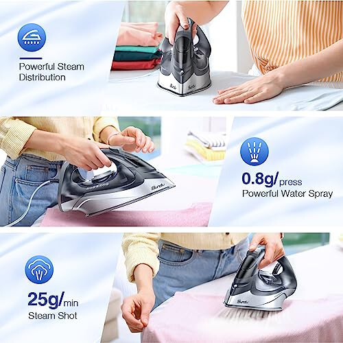 Sundu 1700-Watt Steam Iron for Clothes, Powerful Station Iron with Rapid Heating Ceramic Coated Soleplate, Self-Clean, Auto-Off, 10.14oz Water Tank, for Home Clothes Ironing Use - 7