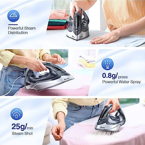 Sundu 1700-Watt Steam Iron for Clothes, Powerful Station Iron with Rapid Heating Ceramic Coated Soleplate, Self-Clean, Auto-Off, 10.14oz Water Tank, for Home Clothes Ironing Use - 7