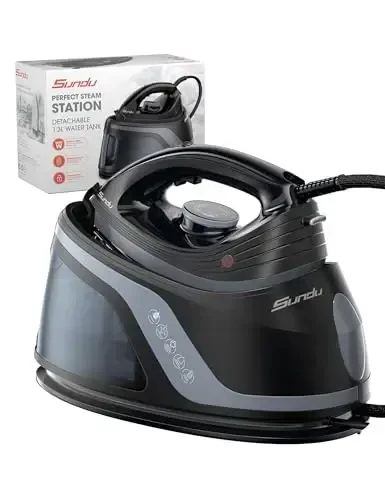 Sundu Steam Iron,40g/min Continuous Steam,44 OZ Removable Tank,Built-In Pump,Ceramic baseplate,Iron Lock For Easy Carry, Steamer Ideal For Home Use - SUNDU
