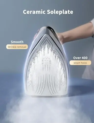 Sundu Steam Iron,40g/min Continuous Steam,44 OZ Removable Tank,Built-In Pump,Ceramic baseplate,Iron Lock For Easy Carry, Steamer Ideal For Home Use - 6