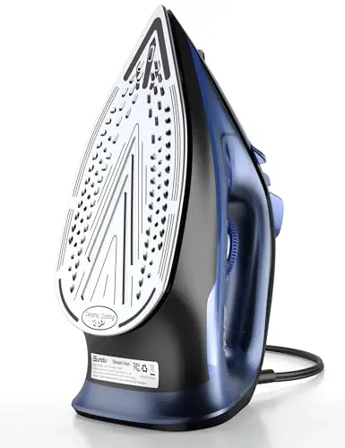 Sundu Steam Iron for Clothes with Rapid Heating Ceramic Coated Soleplate, 1500W with Precise Thermostat Dial, Self-Cleaning, Auto-Off, 15.21oz Water Tank for Home Clothes Ironing Use, Blue - 1