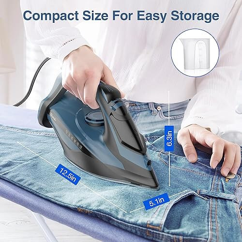 Sundu Steam Iron for Clothes with Rapid Heating Ceramic Coated Soleplate, 1700W with Precise Thermostat Dial, Self-Cleaning, Auto-Off, 15.21oz Water Tank for Home Clothes Ironing Use, Blue - 5