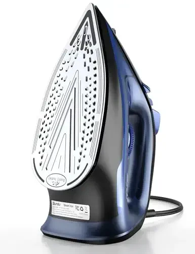 Sundu Steam Iron for Clothes with Rapid Heating Ceramic Coated Soleplate, 1700W with Precise Thermostat Dial, Self-Cleaning, Auto-Off, 15.21oz Water Tank for Home Clothes Ironing Use, Blue - 1