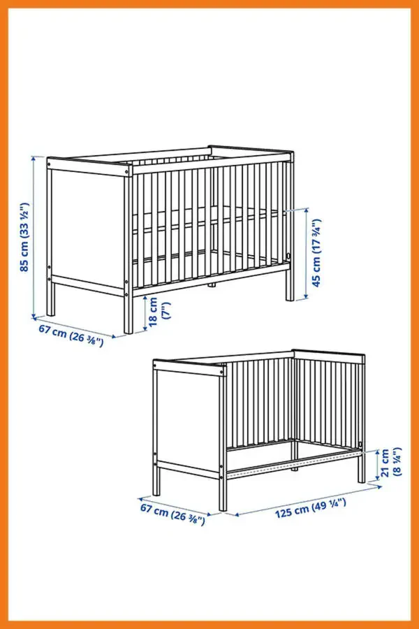 Sundvik Baby Cot Bed, Easy Assembly, White, 60 x 120 cm. - 6