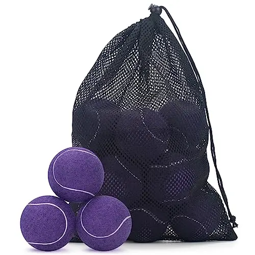 SUNEZLGO 12 Pack Tennis Balls, Advanced Pressure Training Tennis Balls Practice Balls, Tennis Balls for Dogs, Thickened Tennis with Mesh Bag for Transport, Beginner Exercise Ball, Sturdy High Elastic - SUNEZLGO