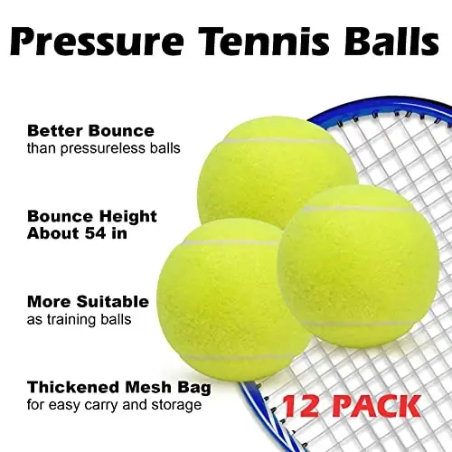SUNEZLGO 12 Pack Tennis Balls, Advanced Pressure Training Tennis Balls Practice Balls, Tennis Balls for Dogs, Thickened Tennis with Mesh Bag for Transport, Beginner Exercise Ball, Sturdy High Elastic - 3