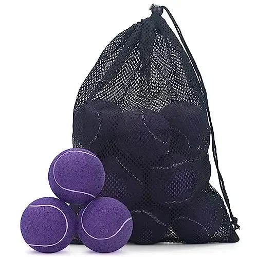 SUNEZLGO 12 Pack Tennis Balls, Advanced Pressure Training Tennis Balls Practice Balls, Tennis Balls for Dogs, Thickened Tennis with Mesh Bag for Transport, Beginner Exercise Ball, Sturdy High Elastic - SUNEZLGO