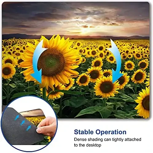 Sunflower Mouse Pad, Floral Square Mouse Pads Gift for Her, Mouse Mat Square Waterproof Mousepad Non-Slip Rubber MousePads for Office Laptop, 9.5