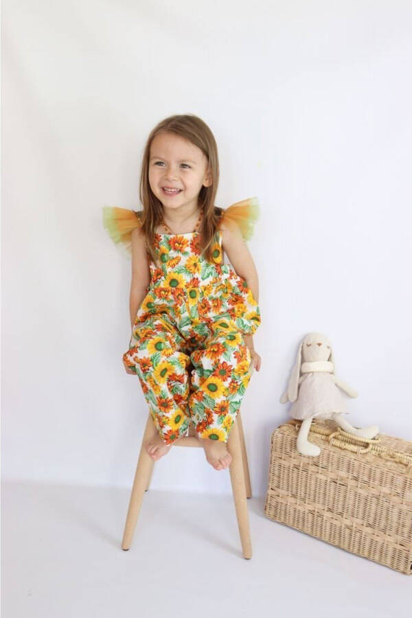 Sunflower Romper with Tulle Detail for Girls - 6
