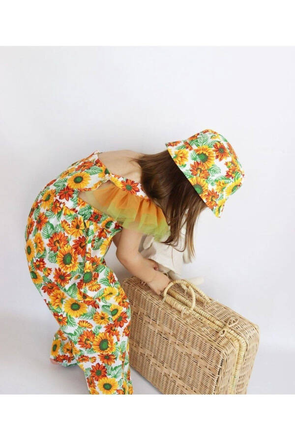 Sunflower Romper with Tulle Detail for Girls - 7