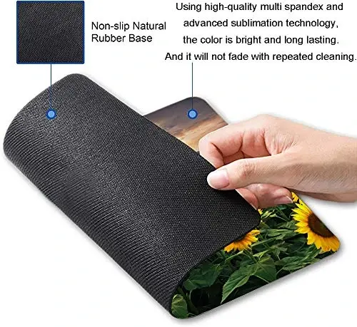 Sunflower sichqoncha yostig'i, gul kvadrat sichqoncha yostiqchalari U uchun sovg'a, sichqoncha mato kvadrat suv o'tkazmaydigan sichqoncha yostig'i Ofis noutbuki uchun sirpanmaydigan kauchuk sichqoncha yostiqchalari, 9,5