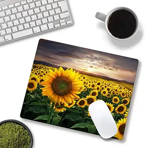 Sunflower sichqoncha yostig'i, gul kvadrat sichqoncha yostiqchalari U uchun sovg'a, sichqoncha mato kvadrat suv o'tkazmaydigan sichqoncha yostig'i Ofis noutbuki uchun sirpanmaydigan kauchuk sichqoncha yostiqchalari, 9,5