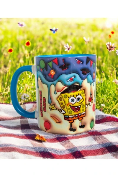 Sünger Bob Tasarım Hediyelik Kupa Bardak-doğum Günü Hediyesi-karakter Yazılı Kupa - MUG SHOP