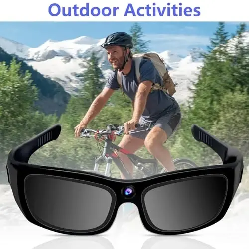 Sunglasses Camera HD 1080P Sport Camera Glasses Video Camera Sunglasses Sport Camera, Bluetooth Sunglasses Cycling Video Camera with Loop Recording and Earphones for Outdoor Actives - SUNGLASSES (1)