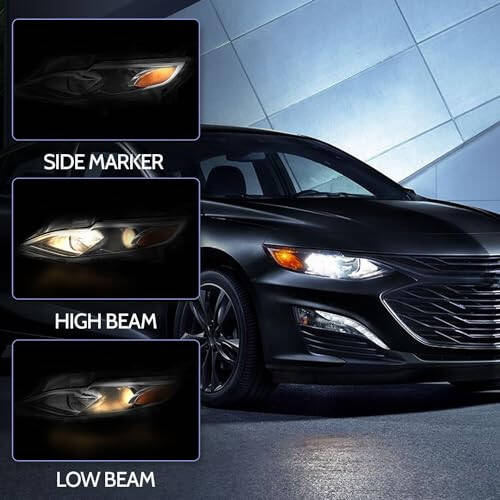 Sunhua Headlight Assembly Fit For 2019 2020 2021 2022 Chevy Malibu, Front halogen headlamp, Left/Driver side - 4