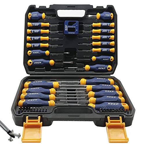 SUNHZMCKP Magnetic Screwdriver Set 66-Piece, S2- Alloy Tool Steel, Includes Slotted/Phillips/Torx Mini Precision Screwdriver, Replaceable Screwdriver Bits With Sturdy tool box - 13