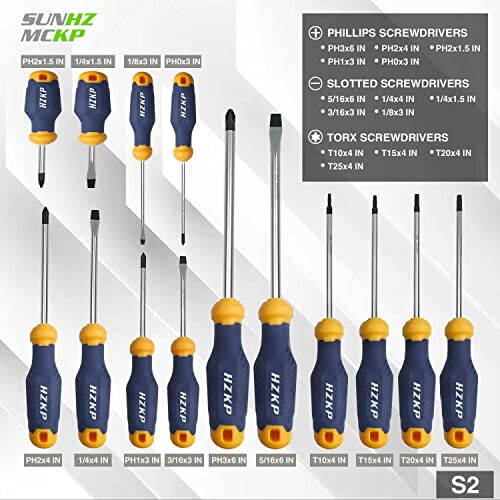 SUNHZMCKP Magnetic Screwdriver Set 66-Piece, S2- Alloy Tool Steel, Includes Slotted/Phillips/Torx Mini Precision Screwdriver, Replaceable Screwdriver Bits With Sturdy tool box - 15