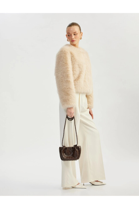 Suni charm teri burmali osma ko'ndalang sumka - Qahva - Koton