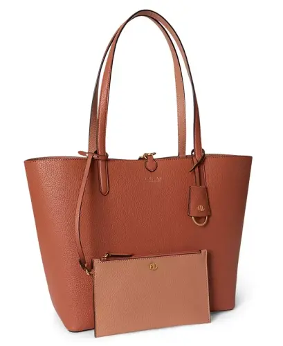 Faux-Leather Large Reversible Tote Bag - Red Terracotta/Pink Sienna - 1