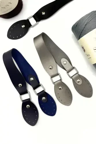 Suni Deri Çanta Sapı 43 Cm Gri-Gri - 5