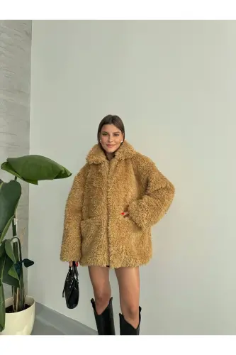 Suni Kürklü Siyah Peluş Ceket - CEMAL - 6