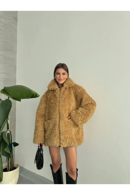 Suni Kürklü Siyah Peluş Ceket - CEMAL - 6