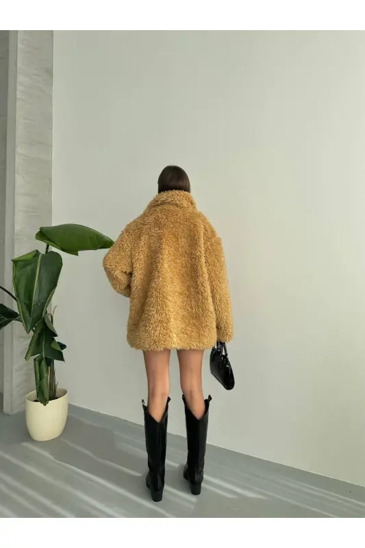 Suni Kürklü Siyah Peluş Ceket - CEMAL - 7
