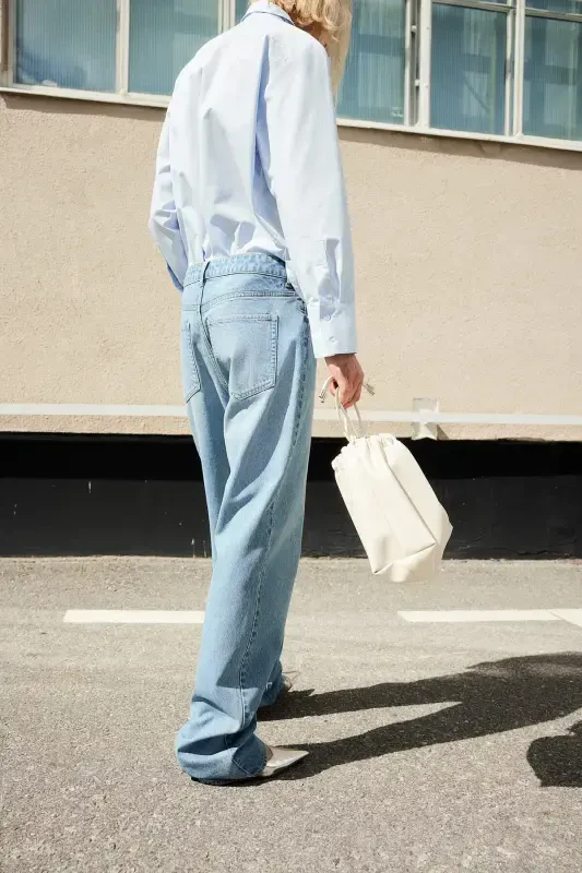 Suni olmosh bilan bezatilgan jinsi shim - 2