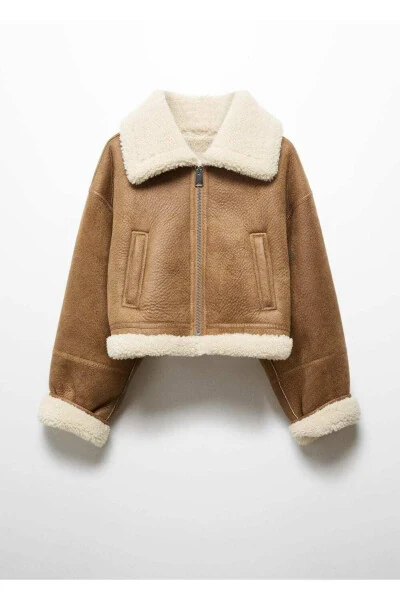 Sun'iy mo'ynali charm ko'rinishli palto - 3