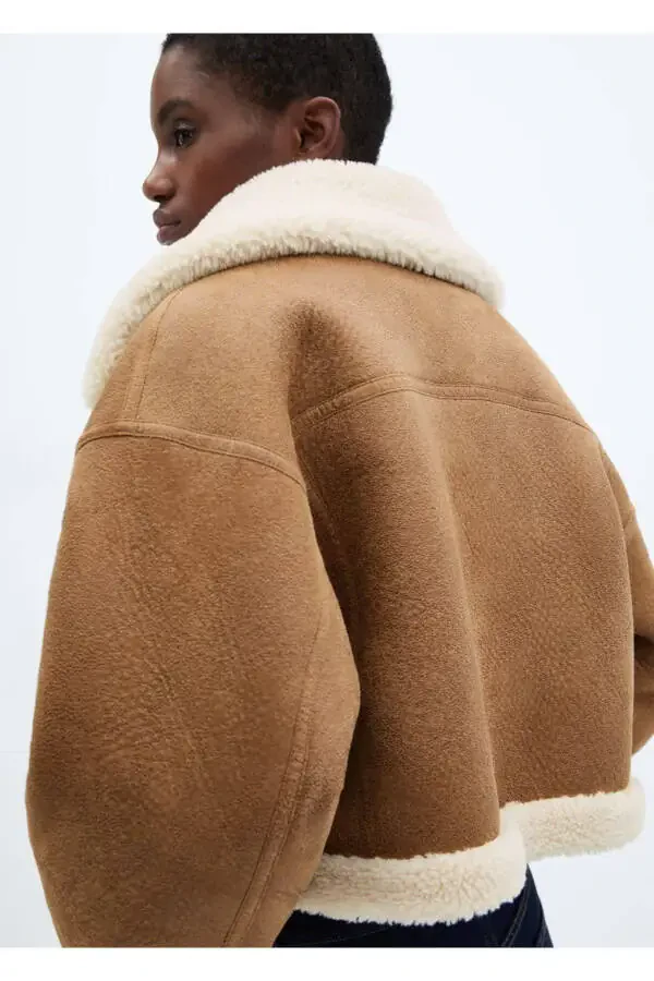 Sun'iy mo'ynali charm ko'rinishli palto - 7