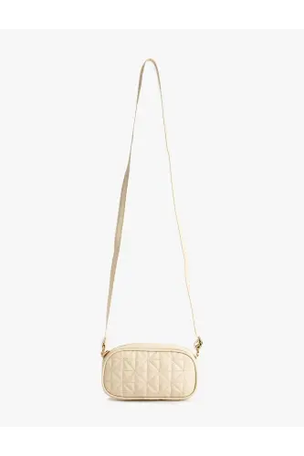 Sunʼiy teri kapital qilingan fermuarli yelkali yelkadan osiladigan sumka - Ekru - 4